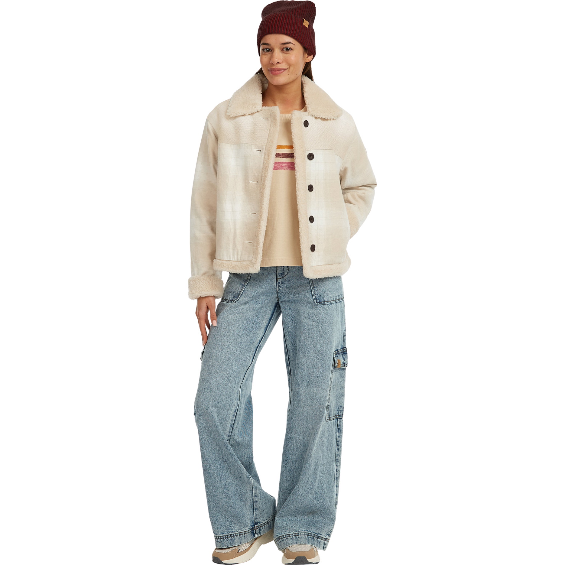 2025 O'Neill Femmes O'Riginals Fleece Veste Doublée 1500144 - Beige Check